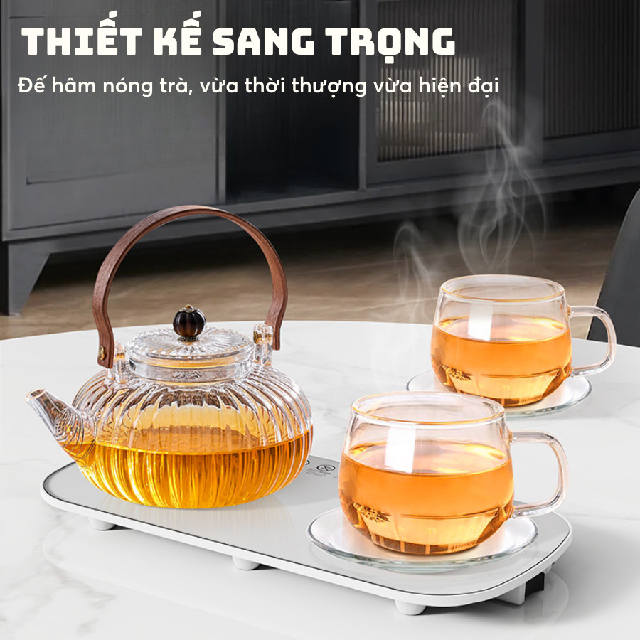 Đế Hâm Nóng Đồ Ăn Trà Cafe Sữa, Khay Hâm Nóng Thức Ăn Mặt Kính Cường Lực