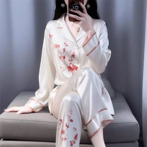 Đồ Bộ Nữ Pijama Bộ Lụa latin Tay Dài cổ sơ mi HHGBJH110 GG FF RRSSNN NN1 CC