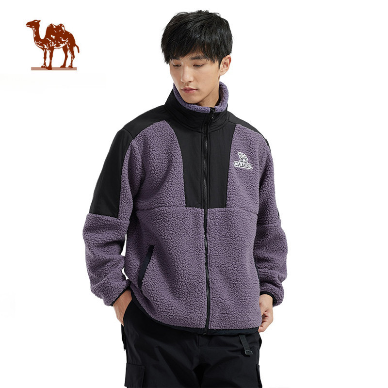 Ảnh Áo khoác lông cừu cổ đứng dày dặn CAMEL CROWN dành cho nam Áo khoác lông cừu chống tĩnh điện 1