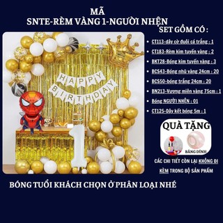 Set Bóng Trang Trí Sinh Nhật Tuổi Meo,tuổi Mão, thôi nôi, 12 con giáp cho bé gái - bé trai SNTE-RÈM VÀNG 1-NGƯỜI NHỆN