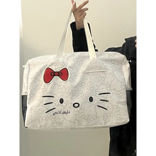Hellokitty Túi Du Lịch Hoạt Hình Dễ Thương Nơ Một Vai Túi Tập Gym Di Động Đeo Ngang Du Lịch Túi Duffel Hợp Thời Trang 12.23