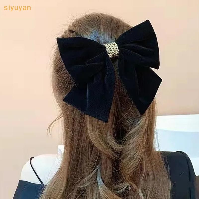 Siyuyan Ngọt Ren Lớn Đỏ Nơ Kẹp Công Chúa Sáng Bóng Kẹp Tóc Mũ Đội Đầu Phụ Kiện VN