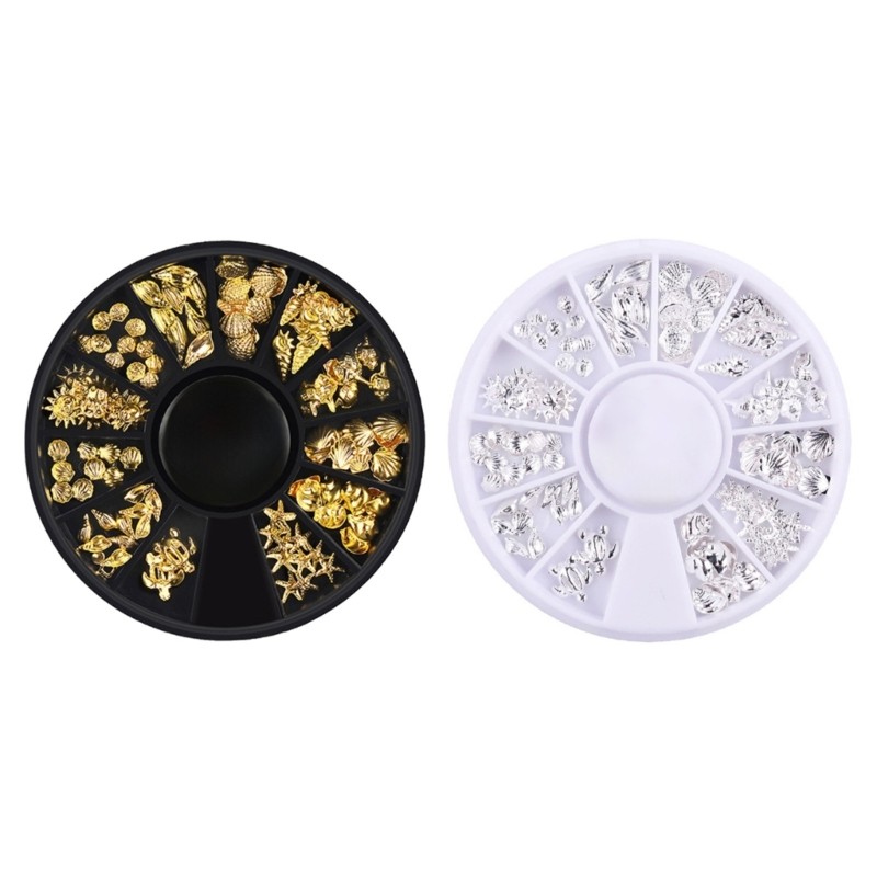 Wellb Nail Art Đề Can 3D Khung Kim Loại Cho Vỏ Biển Sao Biển Đinh Tán Trên Móng Tay DIY Charm