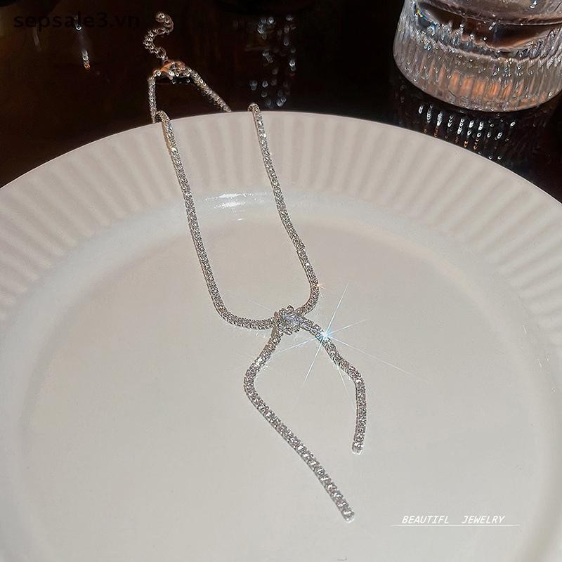 # VN # Vòng cổ Choker vuông Zircon sáng bóng sang trọng dành cho nữ Vòng cổ chuỗi xương đòn pha lê Quà tặng trang sức đám cưới.