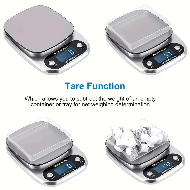 10kg/1g Digital Kitchen Scale Stainless Steel Food Scale with Segmented Pull-Out Display Screen