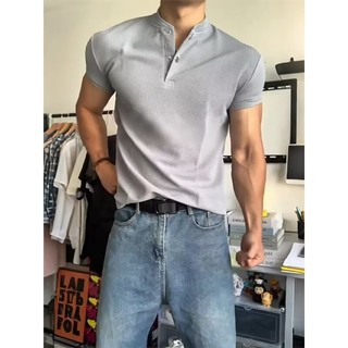 Áo thun nam ngắn tay Ruoshuai có ve áo cao cấp Áo thun ngắn tay thông thường