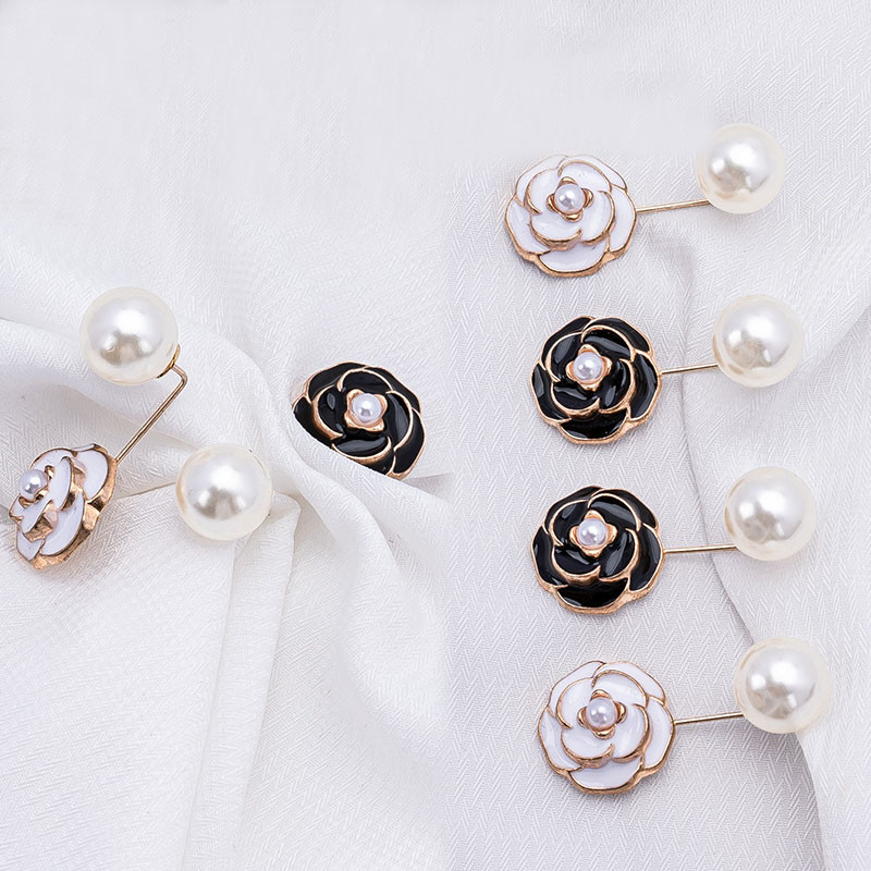[YUNYUAN] Cổ Ngọc Trai Camellia Chống Phơi Sáng Hiện Vật Tinh Tế Cài Nút Áo Sơ Mi Quần Áo Cố Định Phụ Kiện Pin Cho Nữ