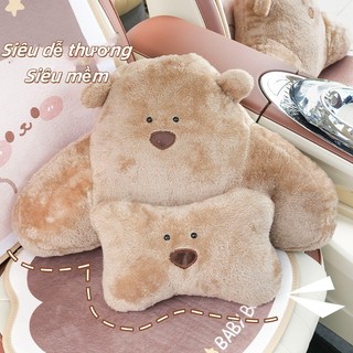 Gối Tựa Đầu Cổ Ô Tô và Ghế Văn Phòng Hình Gấu Bông, Trang Trí Nội Thất Xe Hơi Thoải Mái, Dễ Thương