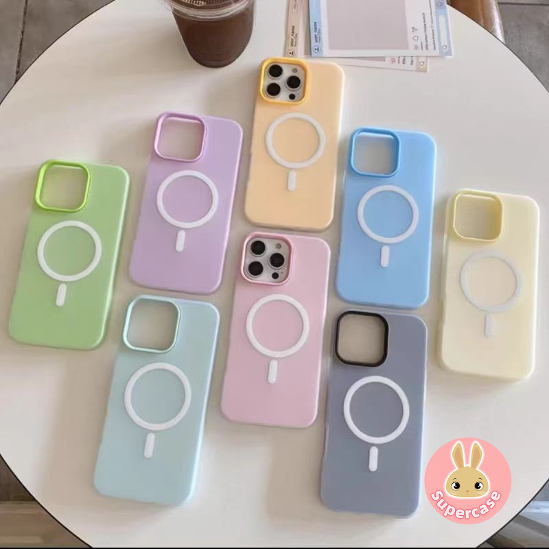 Ốp Điện Thoại Từ Tính Màu Kẹo Cho Honor 300 200 Pro Smart 100 Pro 90 Lite 80 70 60 50 SE Pro 5G 4G Vỏ Mềm Chống Sốc 2 Trong 1