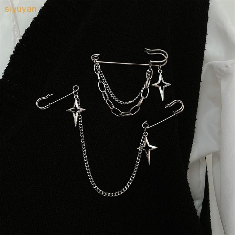 Siyuyan Phong Cách Hàn Quốc Dây Xích Kim Loại Thổ Cẩm Cho Nữ Phù Hợp Với Trang Trí sel Kim Loại Dây Xích Hạt Pin Vải Trang Sức Phụ Kiện VN