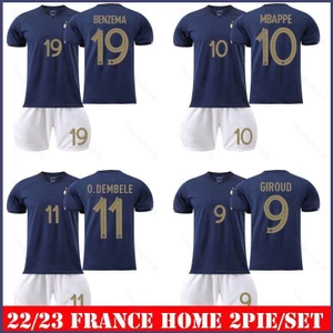 SY3 2 Cái / bộ 22-23 Pháp Áo thun bóng đá sân nhà Giroud Mbappe Dembele Benzema Tee Suit Player Edition YS3
