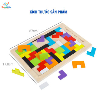 Đồ Chơi Bộ Ghép Hình Thẻ Gạch Tetris, Bảng  Xếp Gạch Tetris Montessori Cho Bé Rèn Luyện Trí Não