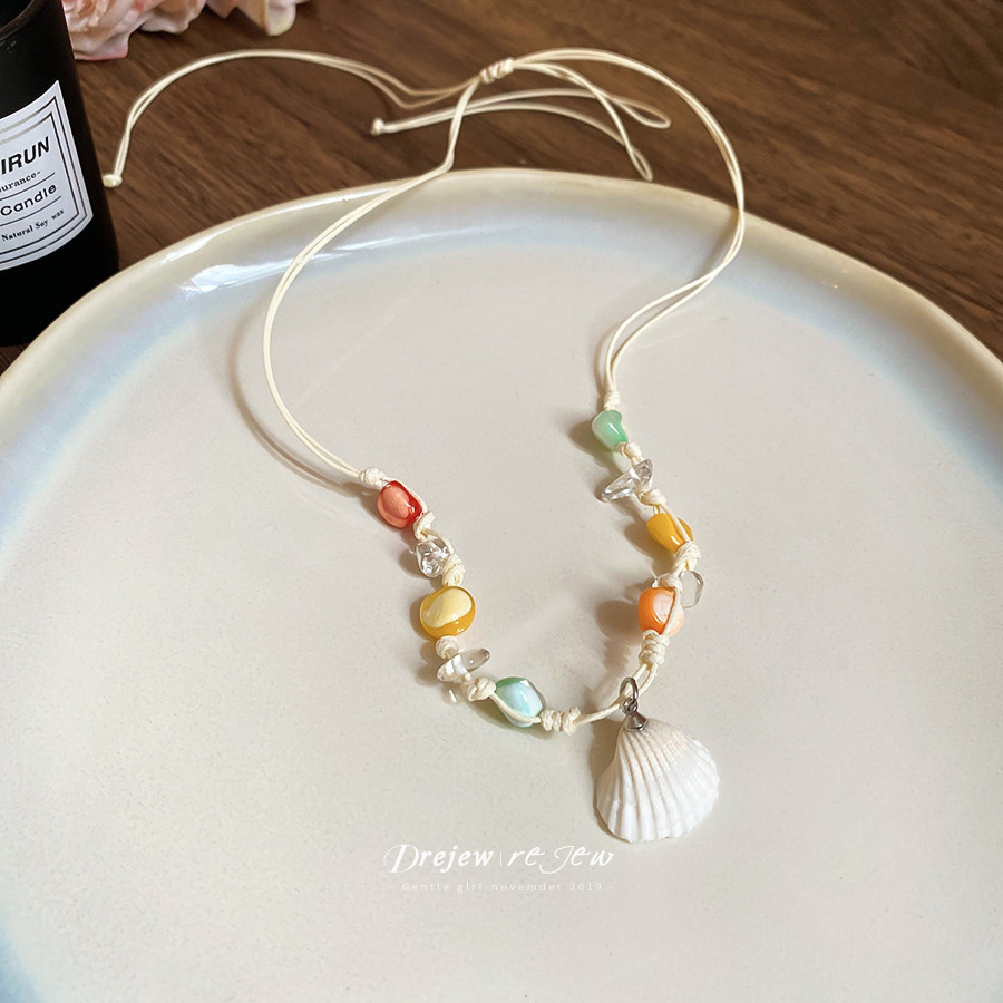 DREJEW Vỏ Sao Biển Ngọc Trai Vòng Cổ Đi Biển Phong Cách Kỳ Nghỉ Dây Xích Xương Đòn Mùa Hè Tươi Ngọt Ngào Cao Cấp Vòng Cổ