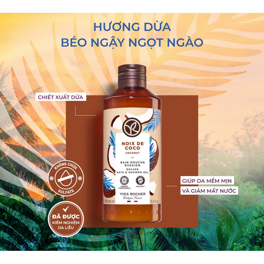 Ảnh Sữa tắm dạng gel hương dừa Yves Rocher Bath And Shower Gel Coconut 400ml 2