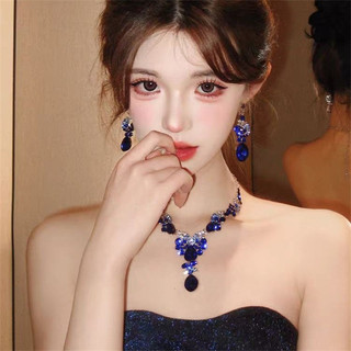 1 bộ dây chuyền, bông tai sang trọng Châu Âu Mỹ, phụ kiện váy cưới thời trang
