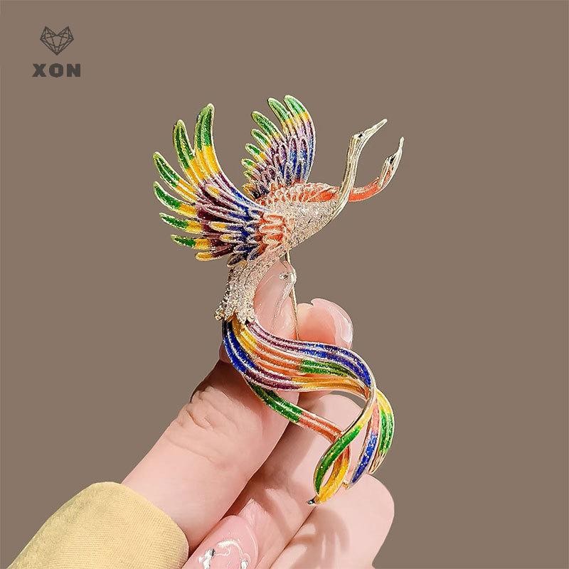 [XON] Trâm cài men Phượng hoàng phong cách Trung Quốc Vintage Gradient sel Phoenix Corsage Chân sáng bóng đa năng Phụ kiện quần áo Quà tặng [Mina]