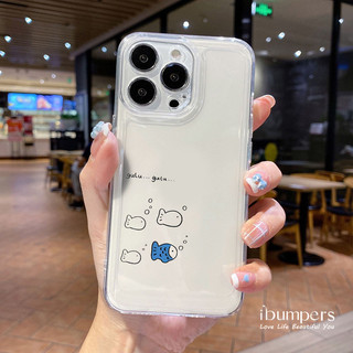ibumpers Ốp Điện Thoại iPhone Cặp Đôi Dễ Thương Họa Tiết Cá Mèo Cặp Đôi Ốp Lưng Trong Suốt TPU Mềm Chống Sốc Cho IPhone 16 15 14 12 13 11 Pro Max IP 7 8 Plus X XS XR