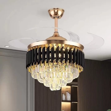 Quạt Giấu Cánh Có Điều Khiển Từ Xa, Quạt Trần Có Đèn Giấu Cánh Thiết Kế Hình Xoắn, Quạt Mát, Chạy êm, Bảo Hành 5 Năm
