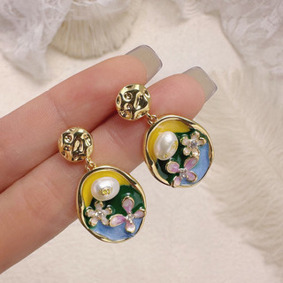 Pháp Dầu Nhỏ Giọt Hoa Hình Bầu Dục Bông Tai Nữ Phong Cách Mới Niche Thiết Kế Thời Trang Cao Cấp Tính Khí Bông Tai