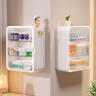 JKDESIGN Giá đựng thuốc, Lắp đặt không đục lỗ Lắp đặt gia đình Tủ y tế treo tường, Hộp lưu trữ nhiều lớp dung lượng lớn loại ngăn kéo trong suốt