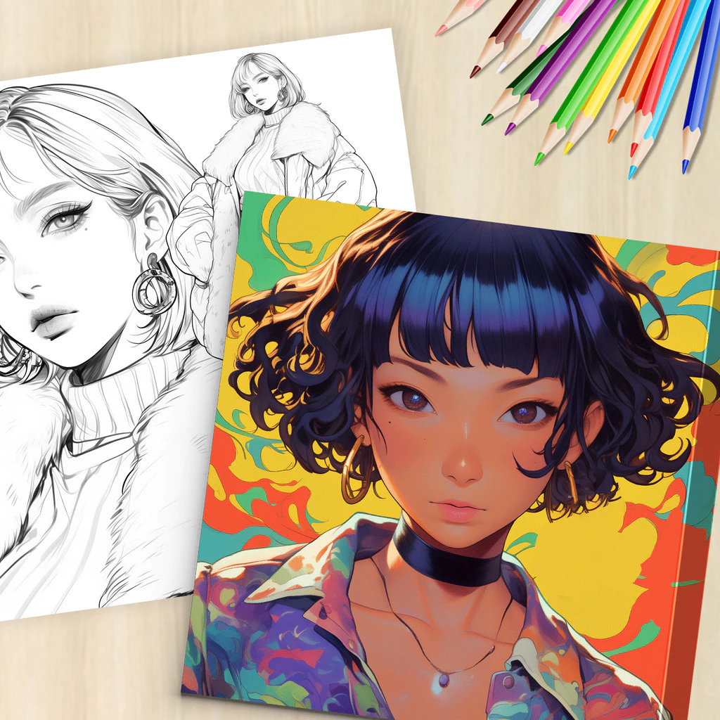 Sách tô màu phong cách thời trang - Tóc dài, Phong cách tuổi teen, Mẫu phong cách thời trang, Một cu