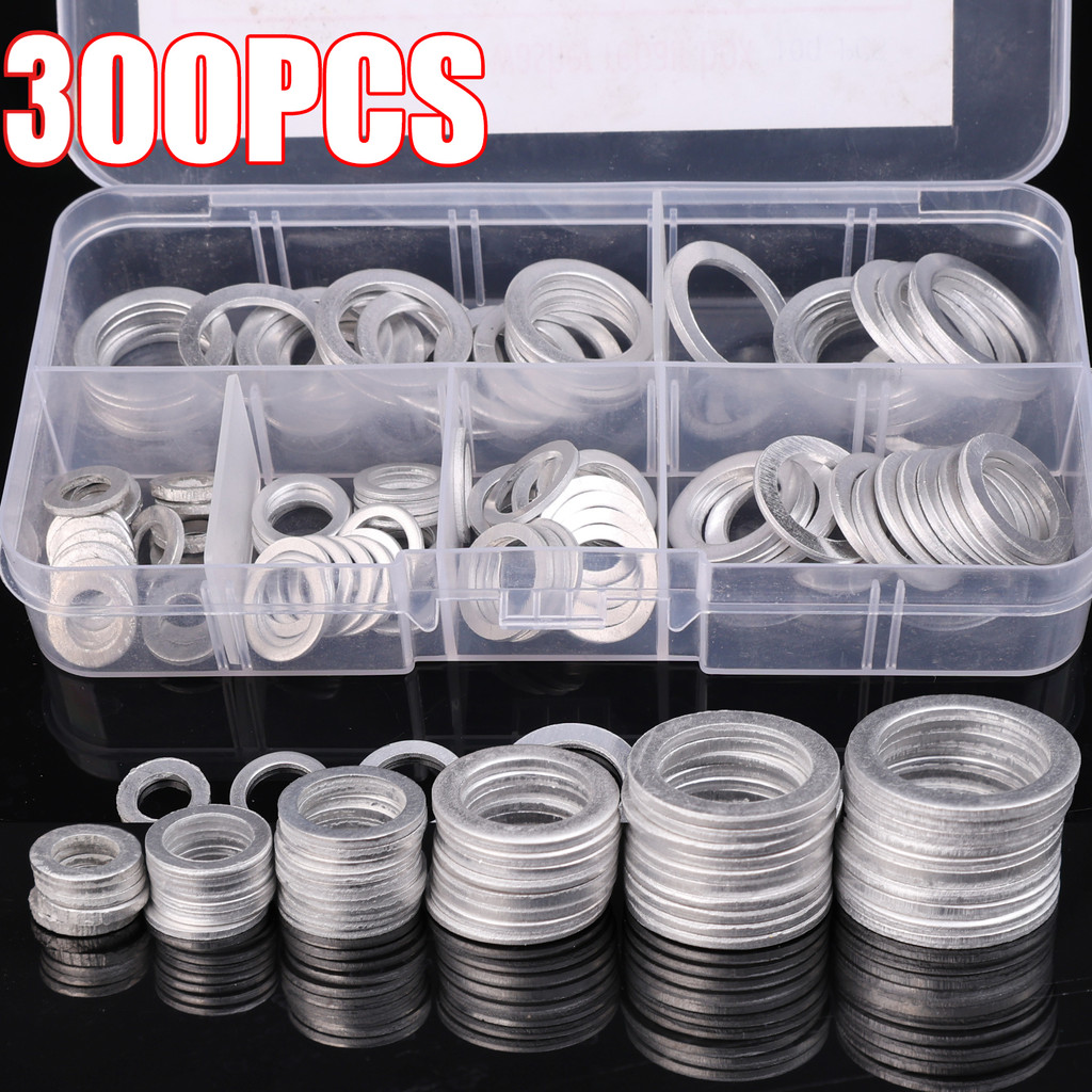 100-300 Cái Bộ đệm nhôm ô tô M6-M16, Vòng đệm niêm phong phích cắm thoát dầu để bảo trì ô tô, Vòng đệm đồng chịu nhiệt / dầu