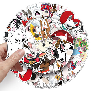 Bộ 50 Bull Terrier Dán Đề Can DIY Ván Trượt Sổ Lưu Niệm Laptop Xe Hơi Miếng Dán Đồ Chơi Trẻ Em
