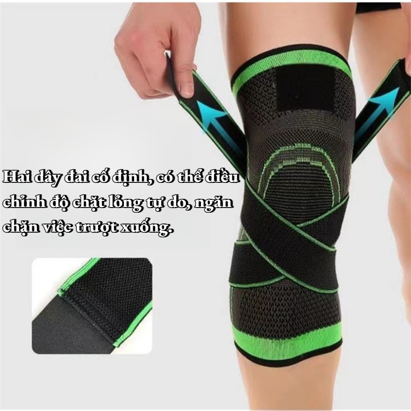 Băng Quấn Gối,Bó gối có dây quấn trợ lực vải dệt kim 3D thoáng khí Đai Quấn Bảo Vệ Đầu Gối