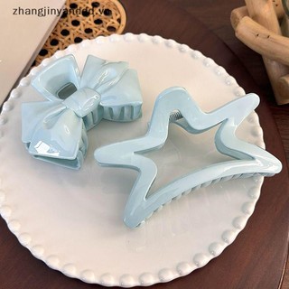 # yanddd # Sweet Cream Blue Bow Ngôi Sao Năm Cánh Hình Học Móng Vuốt Tóc Cho Nữ Thanh Lịch Nơ Cua Barrettes Phụ Kiện Tóc.