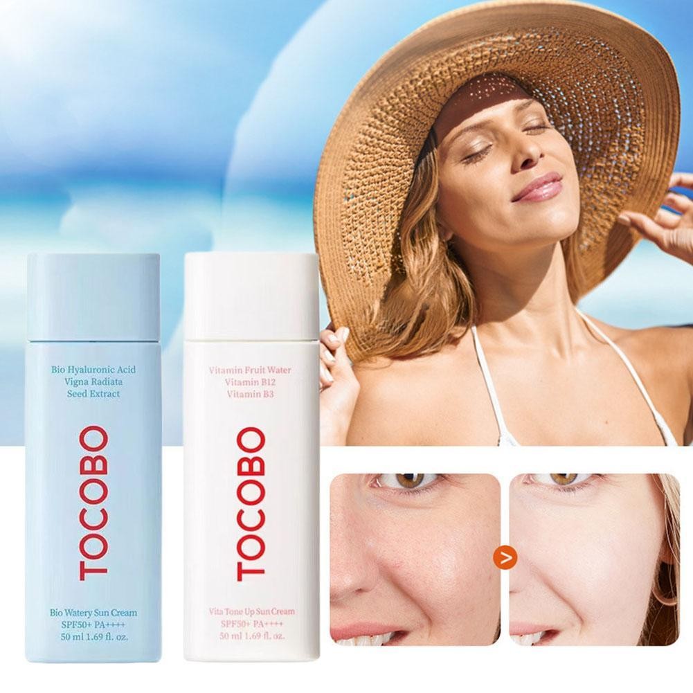 Kem chống nắng mặt TOCOBO SPF 50 PA + Kem chống nắng bảo vệ da O2V9