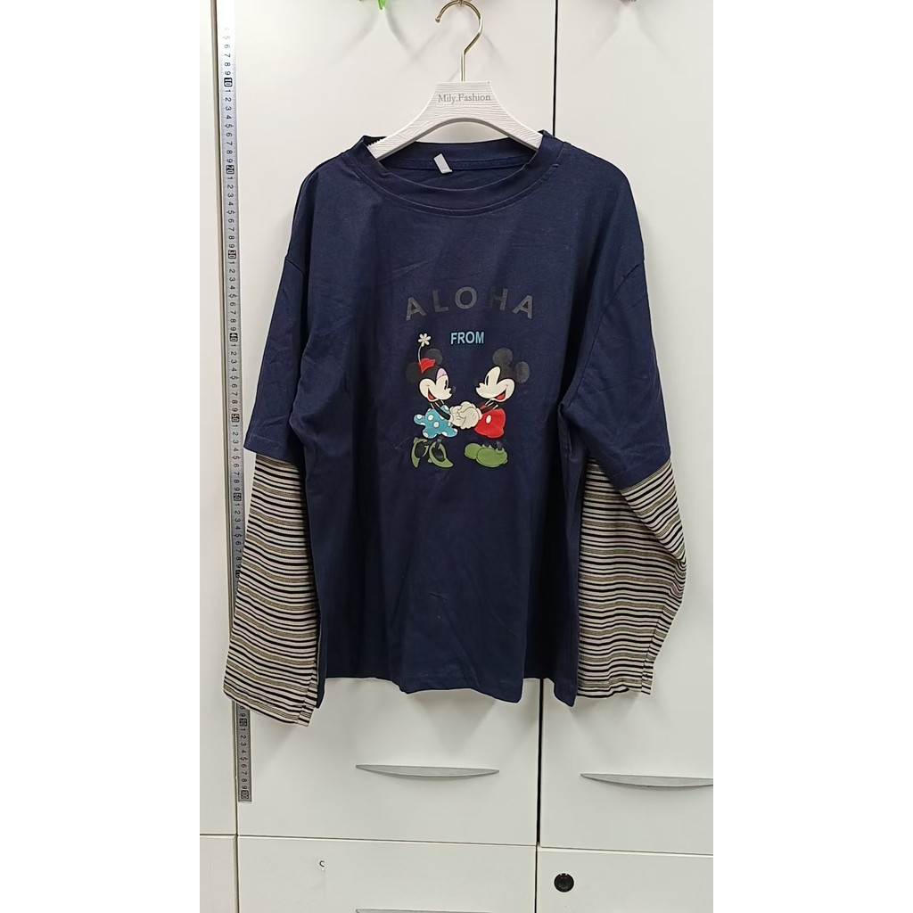 Áo phông ghép đôi dài tay kẻ sọc giả Size Lớn Hàn Quốc Milyfashion áo tôn dáng gầy rộng rãi mùa thu cho nữ