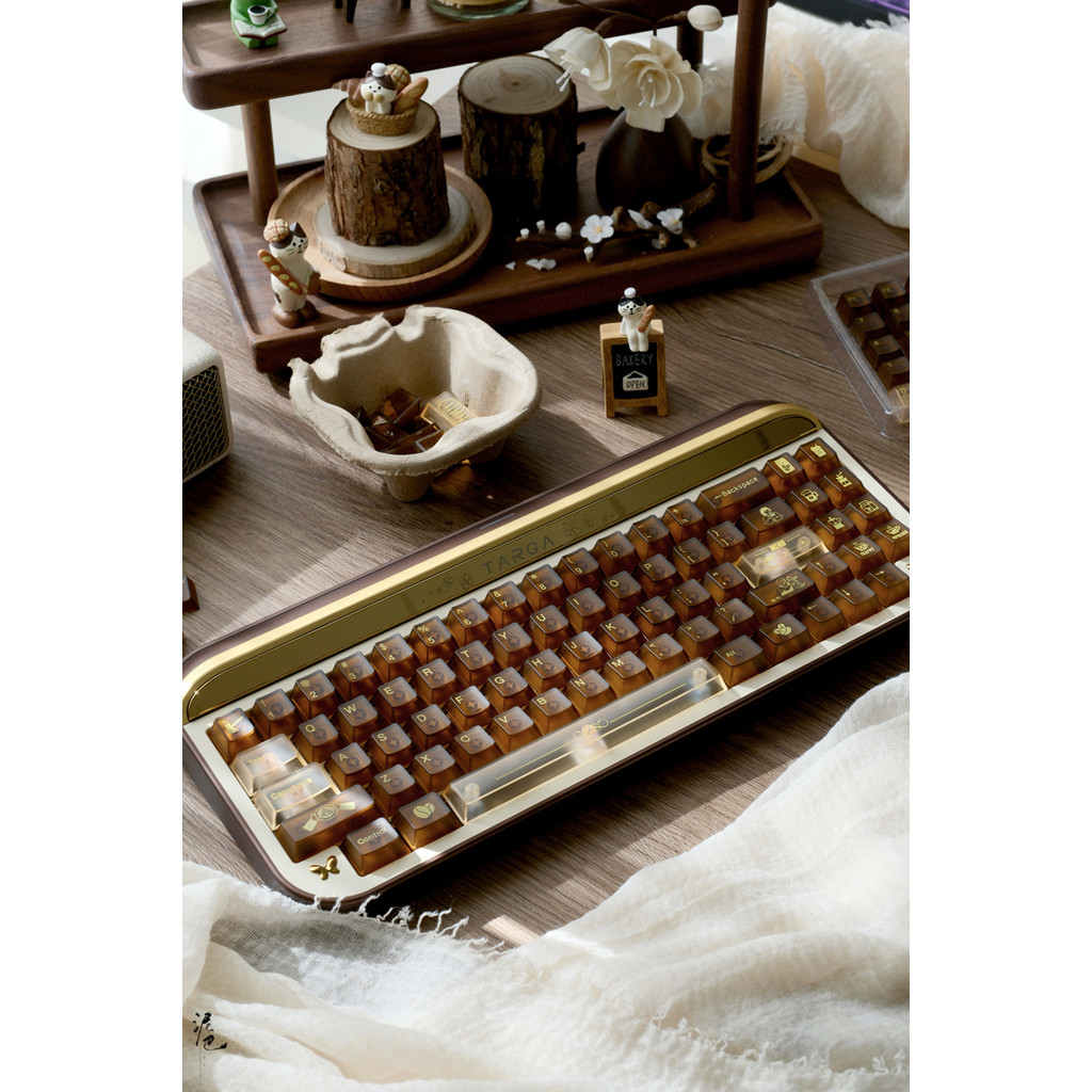 Keygenius Coffee House Keycaps Foggy Transparent Brown PC Cherry Profile keycap set cho bàn phím cơ | BigBuy360 - bigbuy360.vn