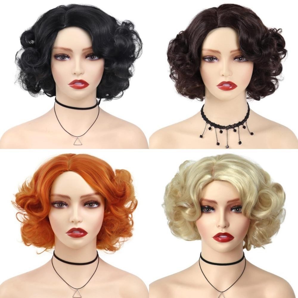 LACYES Tóc Giả Bob Ngắn Xoăn Sóng, Hóa Trang Halloween/Cosplay, Tóc Giả Tổng Hợp Tự Nhiên