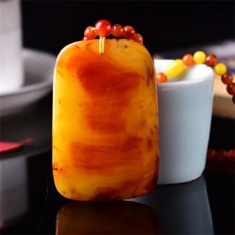 Hổ Phách Cũ Ong Đỏ Da Cung Hoàng Đạo Rồng Thương Hiệu Mặt Dây Chuyền Nam Nữ Đơn Giản Phù Hợp Với Thời Trang