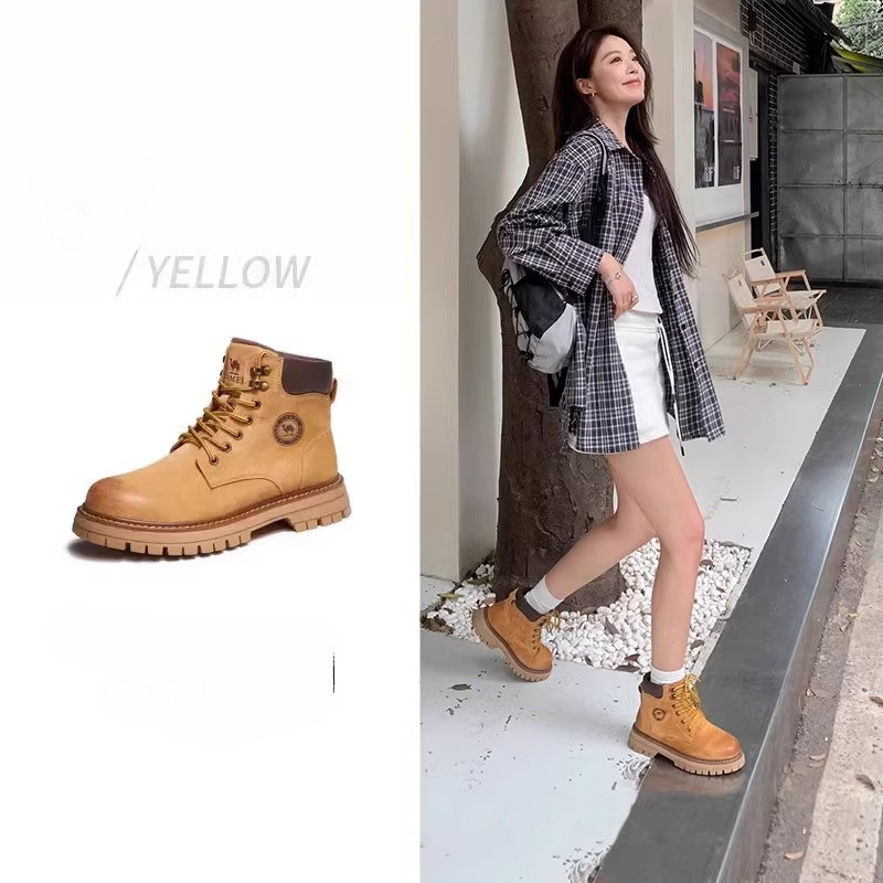 Ảnh CAMEL CROWN Martin Boots Nam Thu Đông Plus Nhung Giày bốt màu vàng Giày đi làm ngoài trời 2