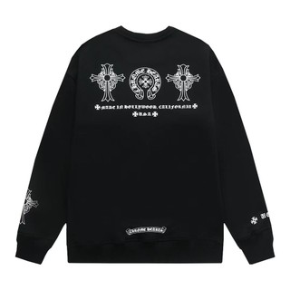 Chrome Hearts Crowe Heart Áo len cổ điển Chữ thập Phạn cổ tròn dáng rộng dành cho nam và nữ