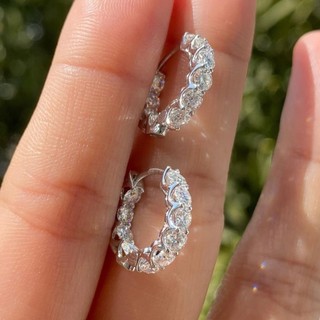 ♥ Bông Tai Kim Cương Tròn Sang Trọng Phù Hợp Với Thời Trang Khóa Tai Sang Trọng Cổ Điển Bông Tai Nữ Trang Sức