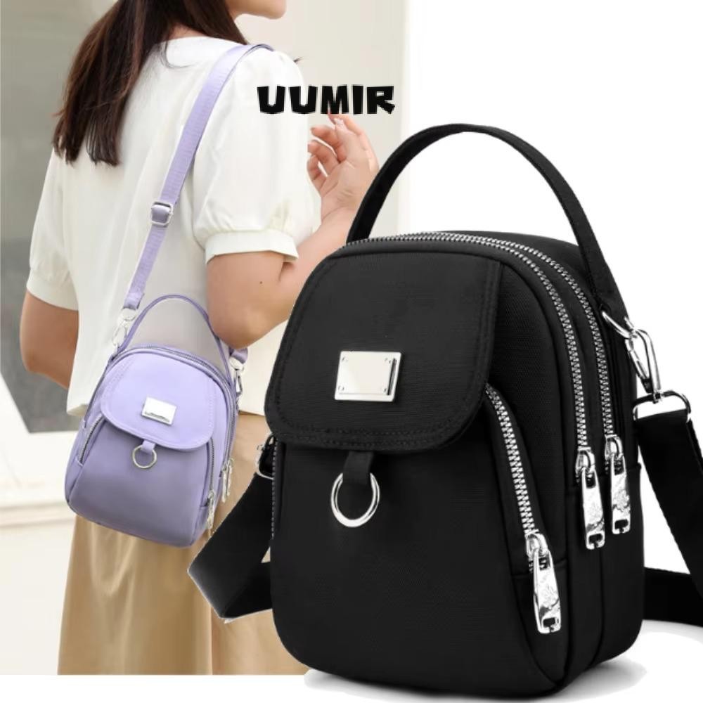 Túi Điện Thoại Di Động UUMIR, Có Dây Kéo Nylon Túi Vuông Nhỏ, Mini 3 Lớp Chìa Khóa Không Ví Nữ Bé Gái