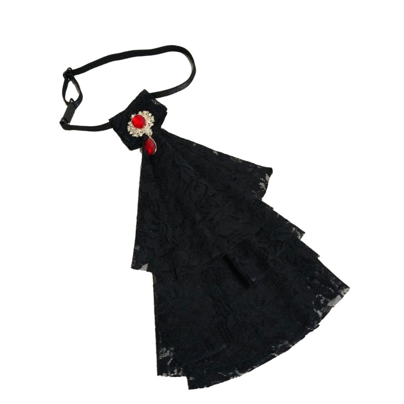 Coo Gothic Ren Ruffle Cổ Giả Jabot Victoria Steampunk Cổ Phụ Kiện