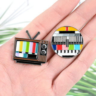Vintage TV Pixel TV Huy Hiệu Kim Loại Vui Vẻ Và Dễ Thương Đài Phát Thanh Men Trâm Ba Lô Phụ Kiện Quà Tặng Cho Bạn Bè
