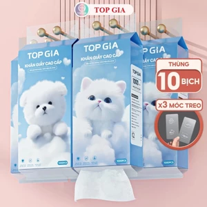Khăn giấy rút Top Gia Thùng 10 bịch GiaGia, giấy vệ sinh treo tường 1000 tờ 4 lớp