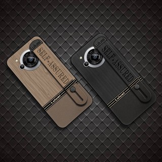 Giá Đỡ Điện Thoại Chống Bụi Ốp Lưng Điện Thoại Sharp Aquos R7 / SH-52C Vỏ Mềm Màu Trơn Dây Đeo Tay Chống Sốc Dây Đeo Tay Chống Bụi Bẩn Đơn Giản Hình Học Silicon Thiết Kế Thời Trang Thương Mại