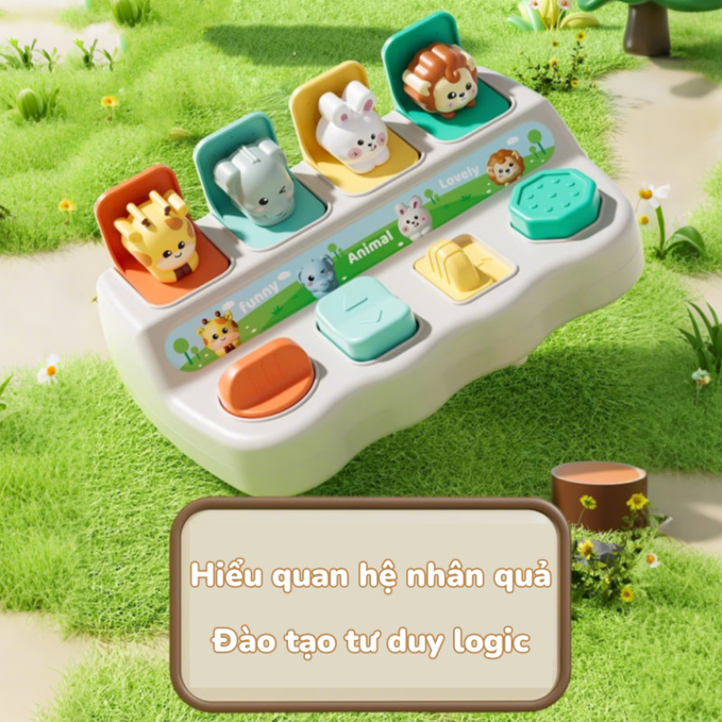 Hộp ú oà mở ra con vật ngộ nghĩnh, trau dồi tư duy logic, giáo dục sớm, Đồ chơi Montessori từ 1 - 3 tuổi