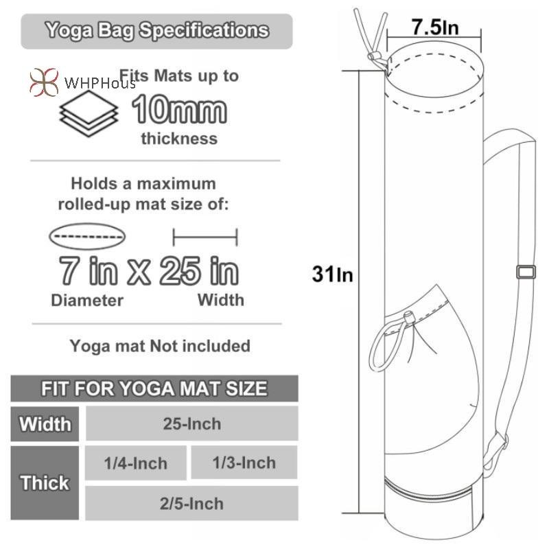 < WHPHous-t > Túi đựng thảm tập thể dục sức chứa lớn có túi đựng bình nước và túi ướt Thảm tập yoga thể thao có dây đeo vai có thể điều chỉnh
