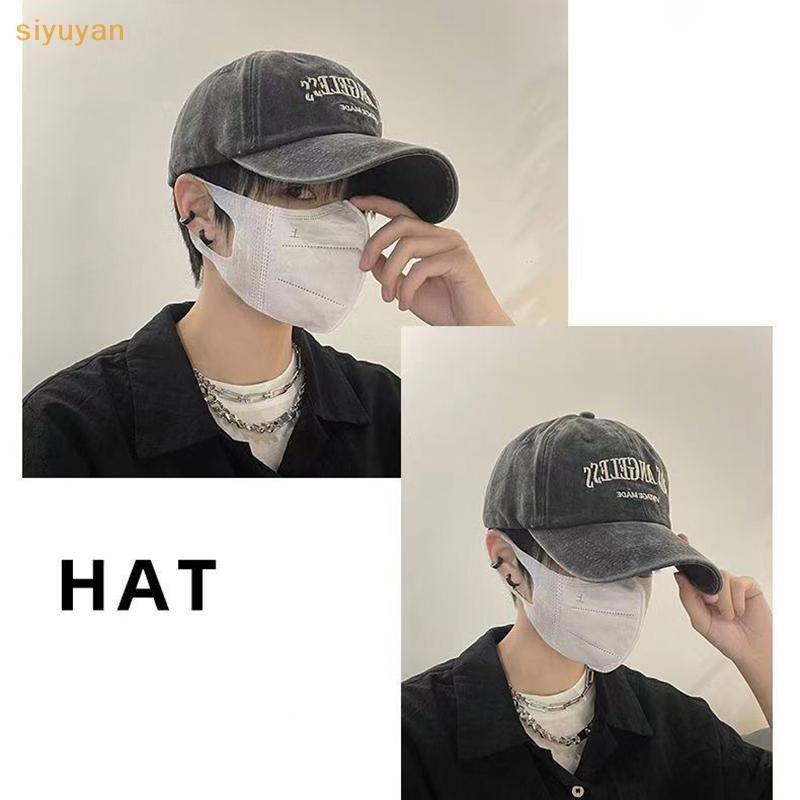 Siyuyan Cotton Retro Vintage Bóng Chày Nam Nữ Denim Chữ Thêu Mũ Cotton Mềm Top Hat Retro Unisex Mũ VN