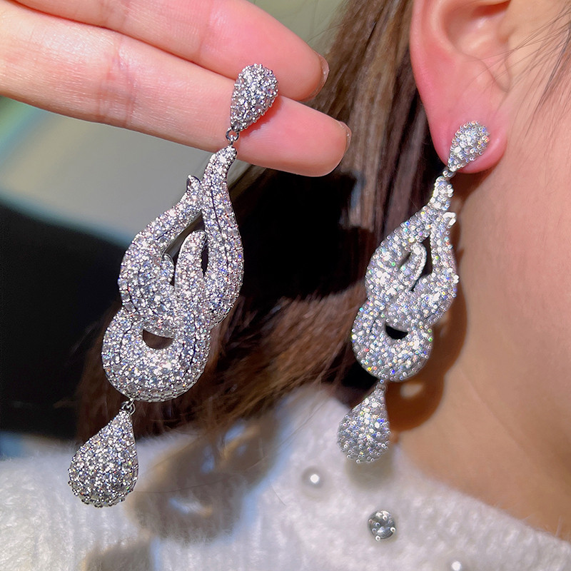 Mặt dây chuyền và bông tai zircon phong cách Hàn Quốc, thiết kế sang trọng
