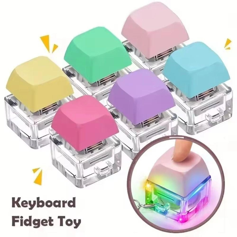 Mũ bàn phím ngón tay, Keycap Phím nút Fidget Móc khóa, có đèn DIY Bàn phím giảm căng thẳng Đồ chơi Clicker