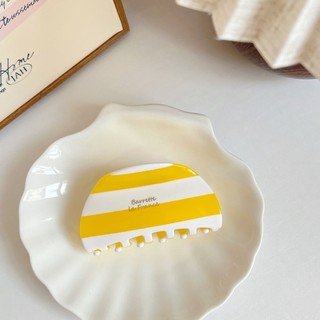 Kovoi / Pháp Acetate Kẹp Tóc Niche Retro Màu Vàng Tính Khí Sọc Kẹp ins Đơn Giản Đuôi Ngựa Cá Mập Kẹp Tóc