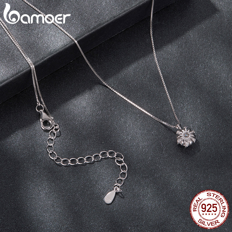 Bamoer Bạc 925 Vòng Cổ Lãng Mạn Buds Moissanite Trang Sức Quà Tặng Cho Nữ