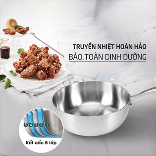 Chảo inox 5 lớp liền khối Hare HR P2818 chống sính tự thân, tay cầm cách nhiệt, bảo hành 12 tháng